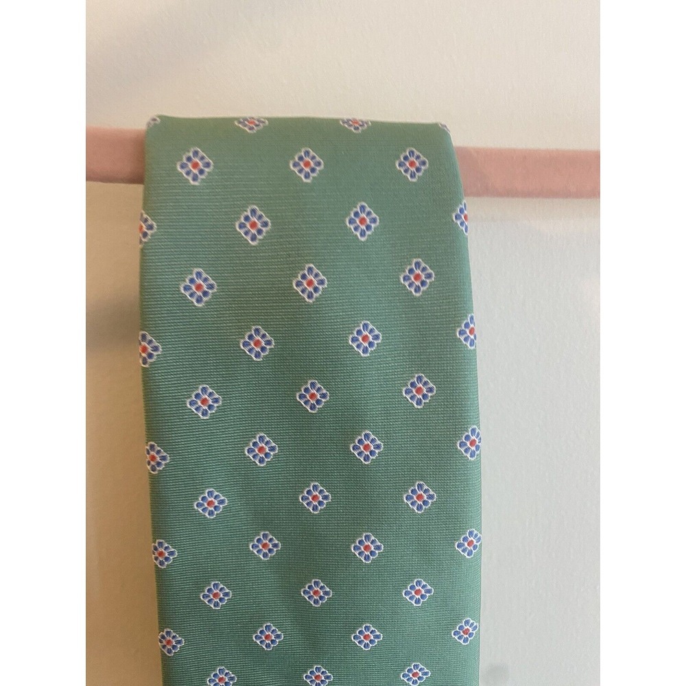 Brooks Brothers Makers Men's Green Floral Silk Necktie Handmade In USA - Picture 4 of 5